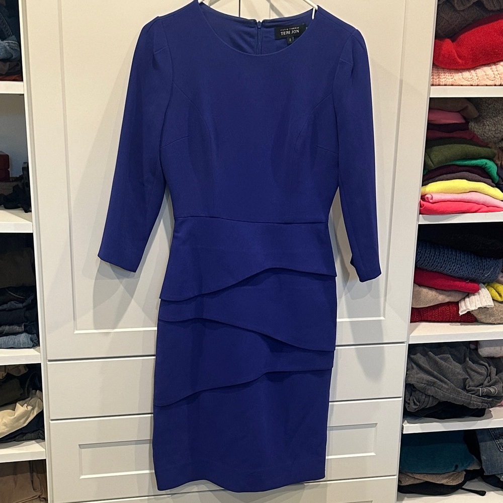 Teri Jon rickie freeman Blue Long Sleeve Dress size 2